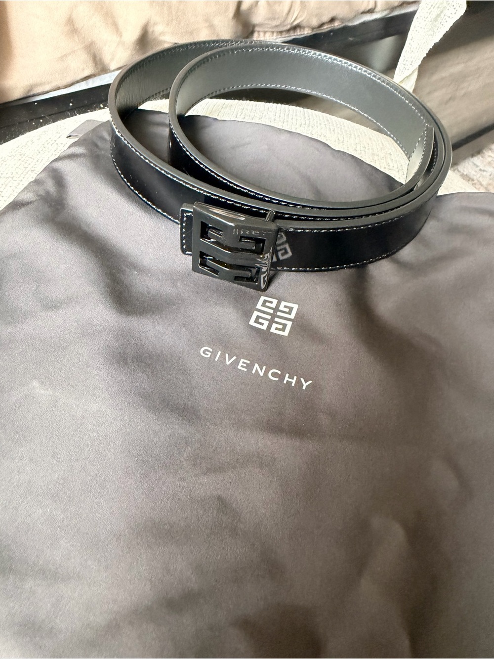 Givenchy Black Leather Belt with Signature Double-G Buckle